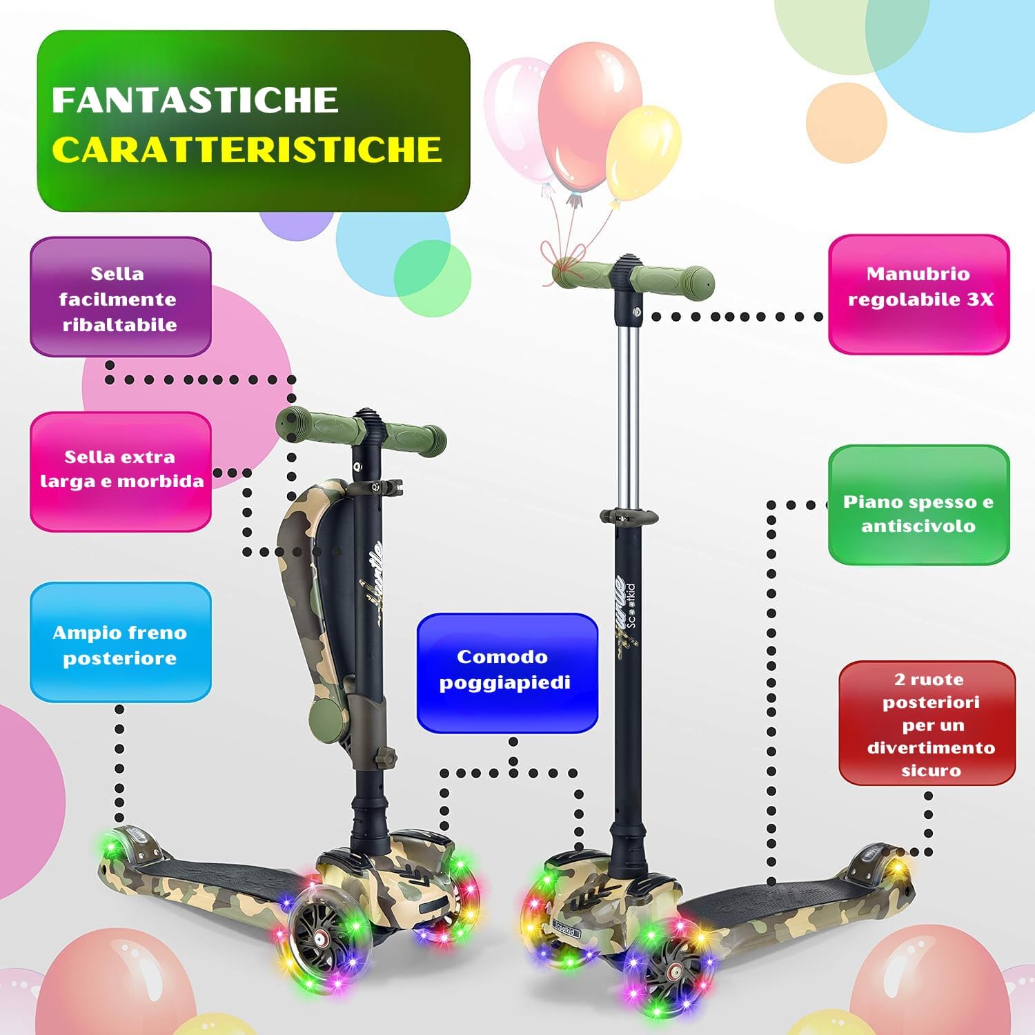Detalle 2 de Hurtle ScootKid Monopattino 3 ruote 20 kg