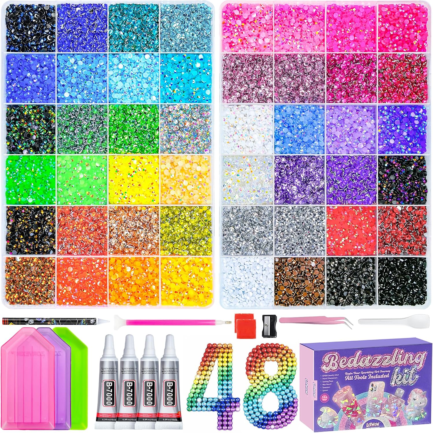 Detalle de 70000Pcs 48 Colors Bedazzling Kit: All-in-One Rhinestone Craft Set with Glue & Tools