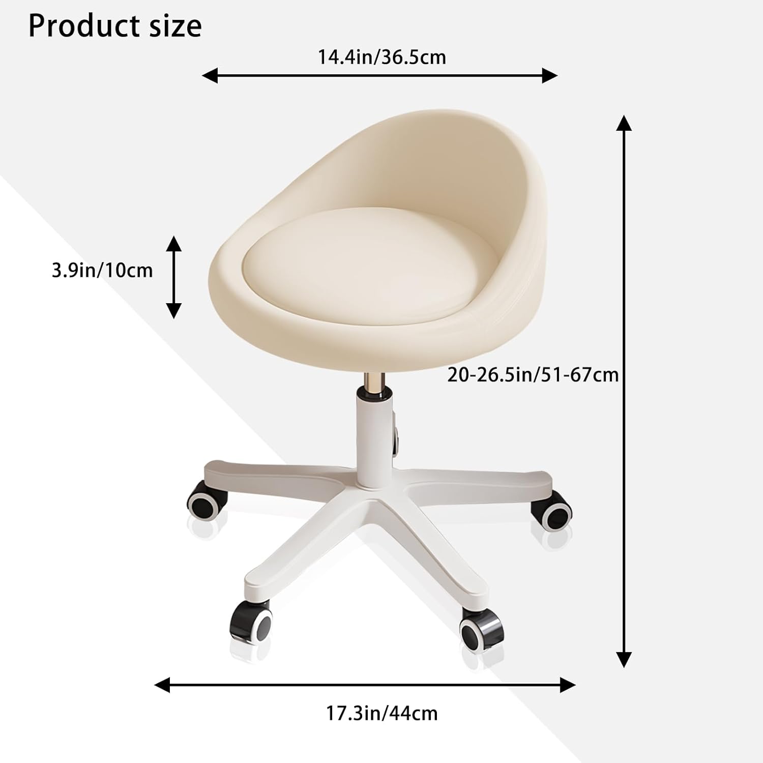 Thumbnail 1 de Rolling Stool – Ergonomic Swivel Seat with Adjustable Height and Ultra-Quiet Wheels