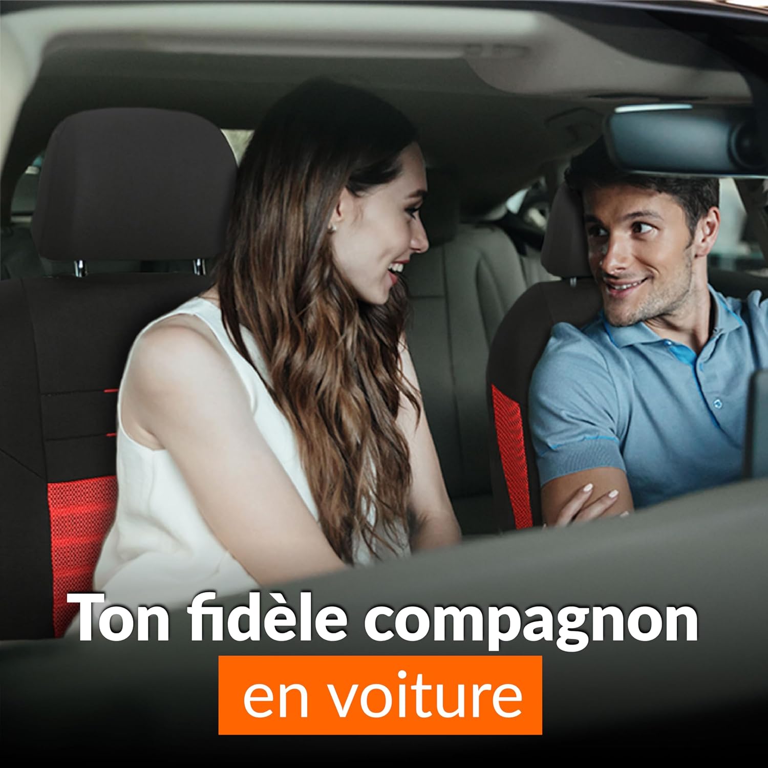 Detalle 2 de upgrade4cars Housse de siège voiture universelle noir et rouge (ensemble avant/arrière)