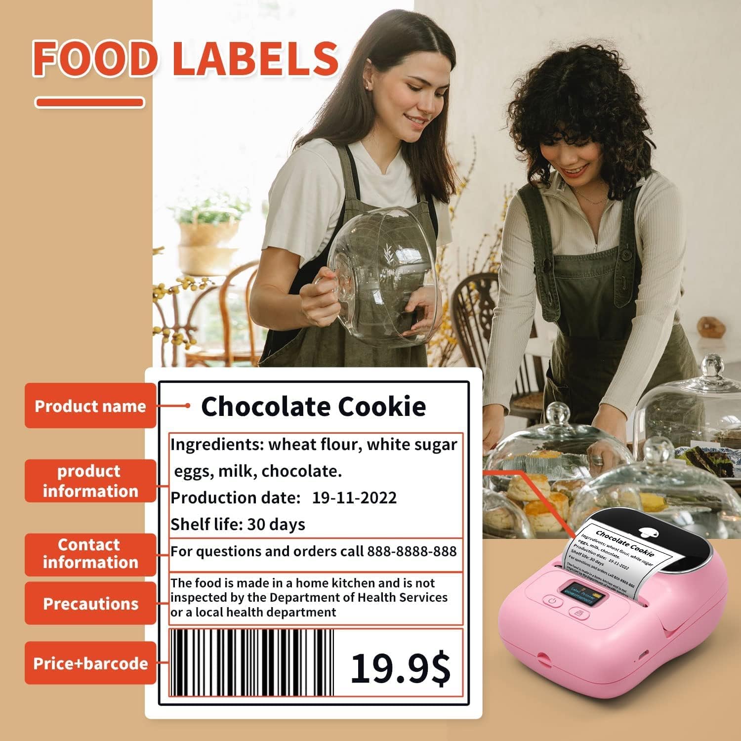 Thumbnail 4 de Phomemo M110 stampante portatile Bluetooth per etichette termiche (rosa) per Android e iOS