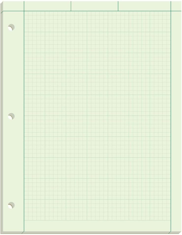 Detalle de TOPS 35500 Engineering Computation Pad, 5 x 5 Grid, Green Tint, 100 Sheets
