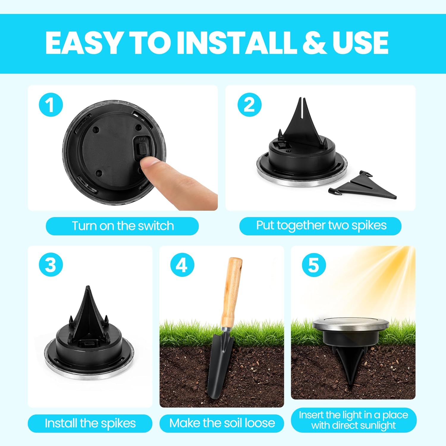 Thumbnail 6 de Solpex 10 Pack Mini Solar Ground Lights (Cold White) for outdoor garden paths