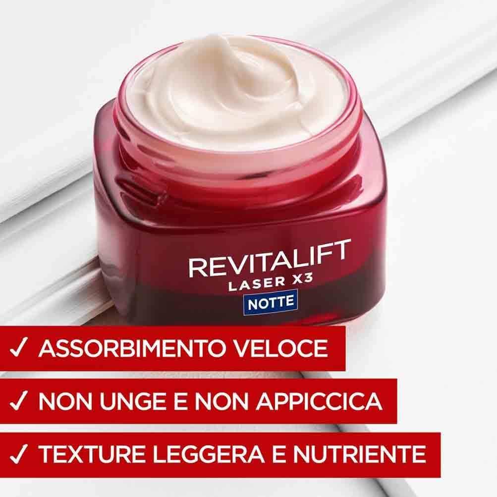 Detalle de L'Oréal Paris Crema Viso Notte Revitalift Laser Tripla Azione – Azione Antirughe e Anti-Età, 50 ml