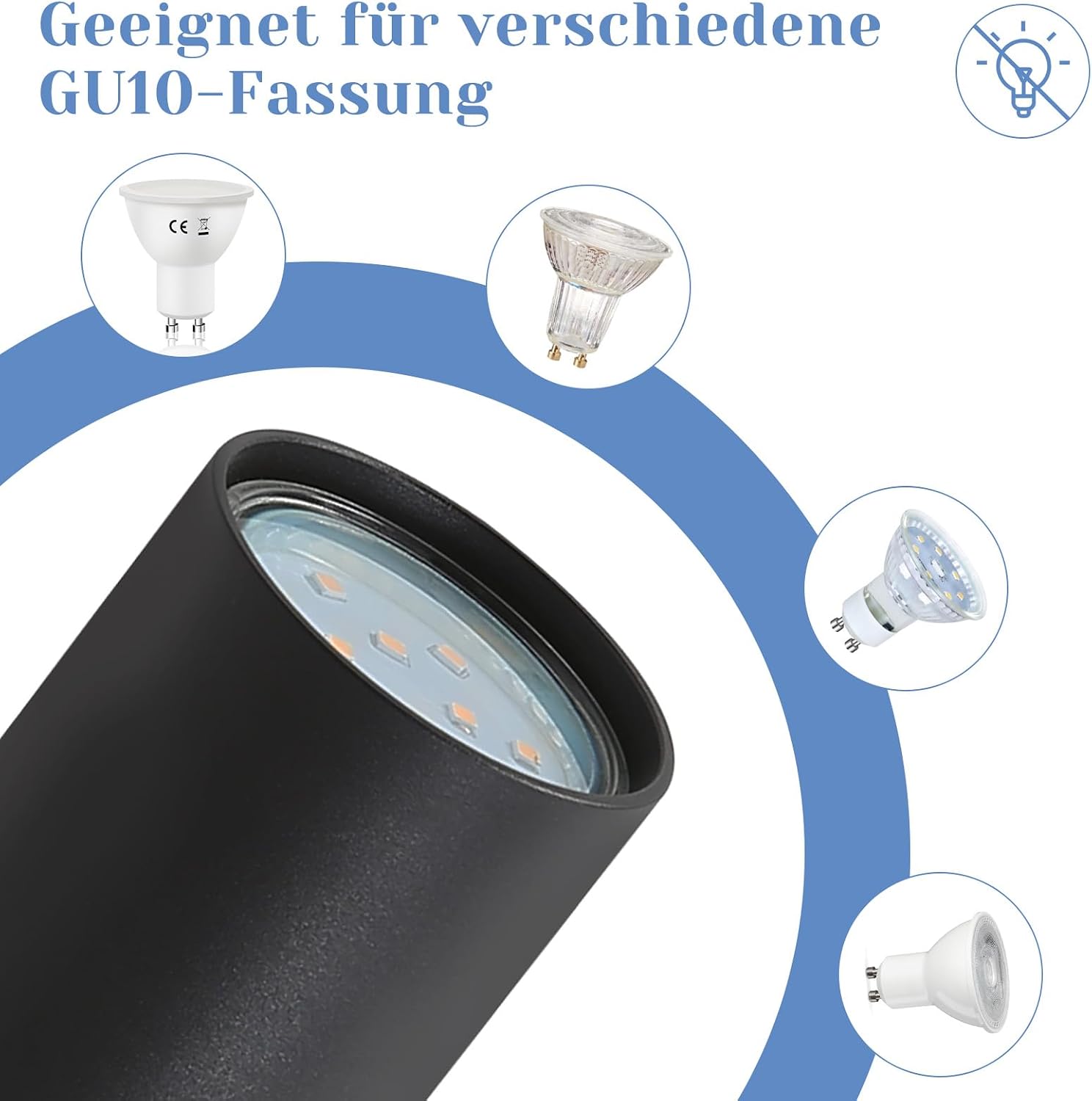 Thumbnail 4 de Lichtmaler Deckenstrahler 6 Flammig Schwarz – LED-Deckenleuchte mit Schwenkbarkeit (GU10, ohne Leuchtmittel)