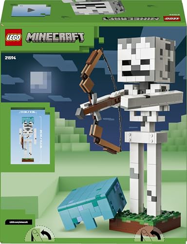 Thumbnail 8 de LEGO Minecraft El Esqueleto de Juguete 21594: figura articulada con casco de diamante y base de hierba