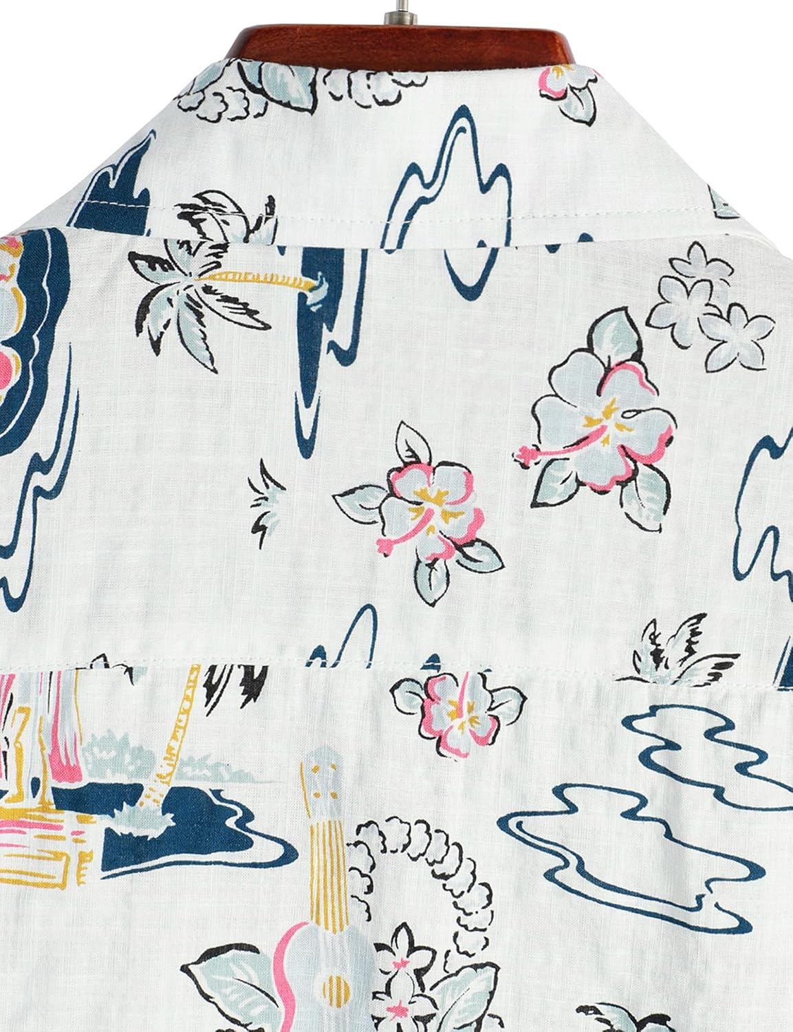 Detalle de VATPAVE Herren Hawaii Hemd Kurzarm – Blumenprint, Regular Fit