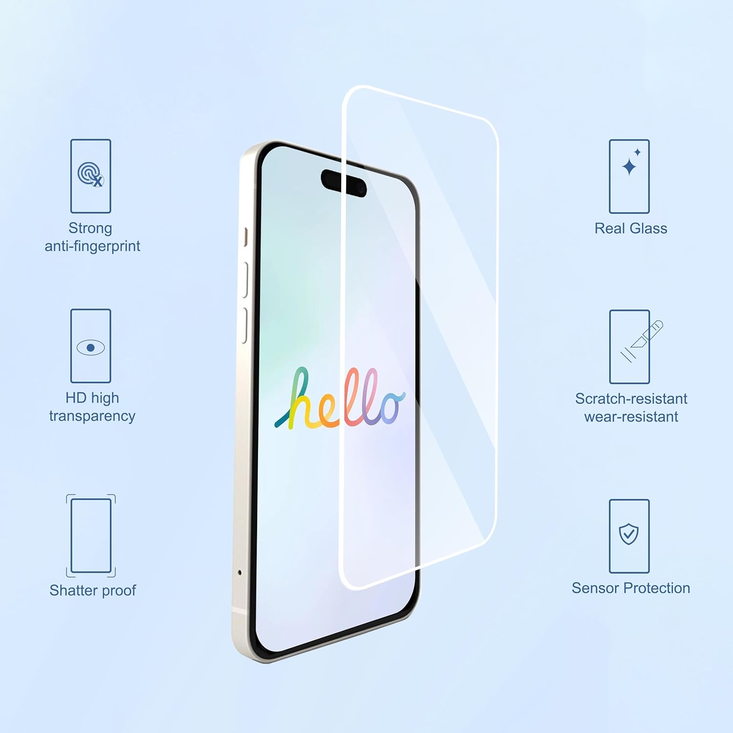Thumbnail 1 de Ailun 3 Pack Screen Protector for iPhone 16 (6.1") + 3 Pack Camera Lens Protector with Installation Frame