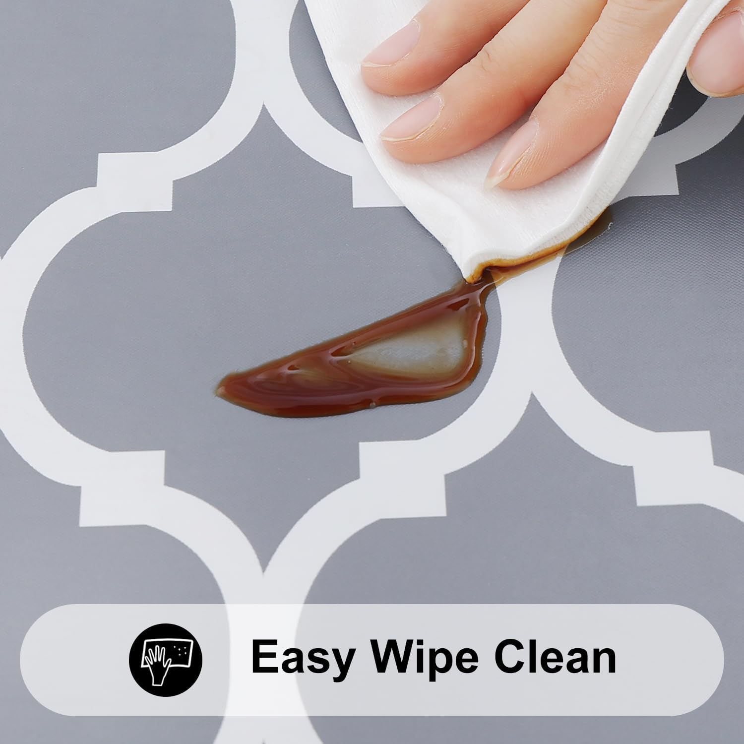 Thumbnail 4 de Smiry Round Picnic Tablecloth (Waterproof Elastic Fitted Covers) for 45"–56" Tables, Grey & White