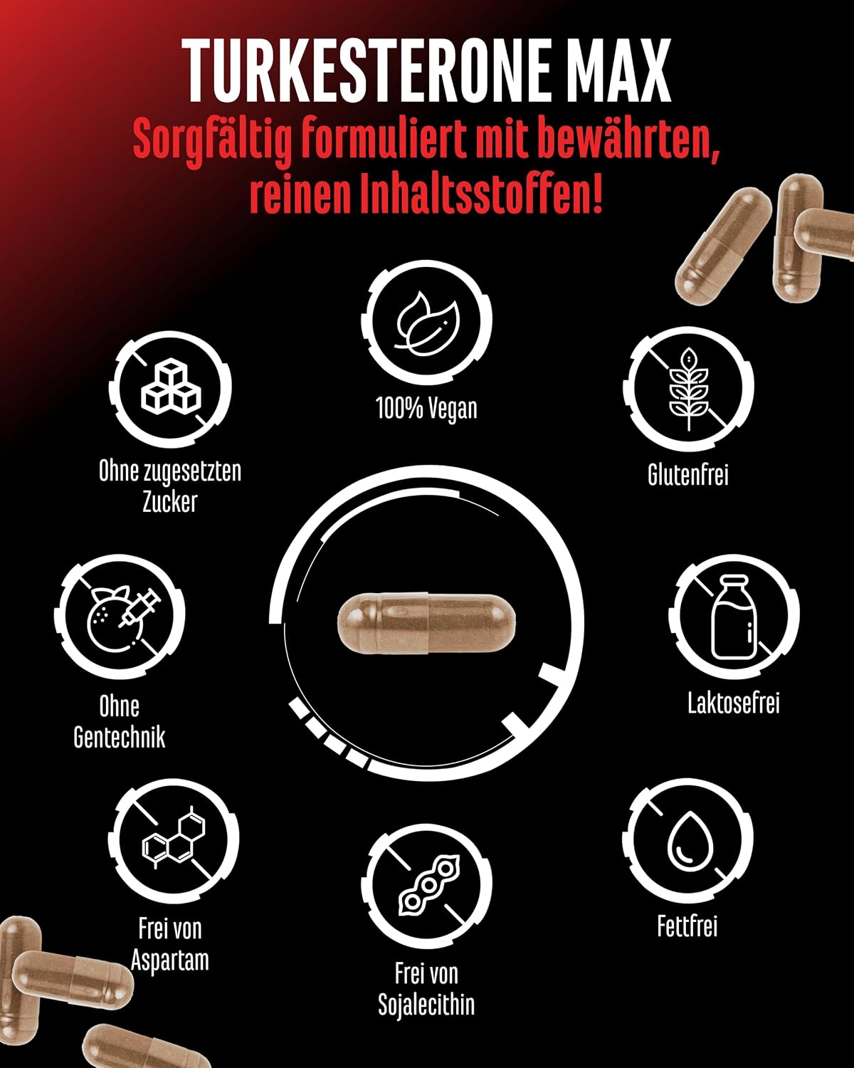 Detalle de GEN German Elite Nutrition Turkesteron Max (120 Kapseln) – Extra hochdosiert mit 1.510 mg Tagesportion