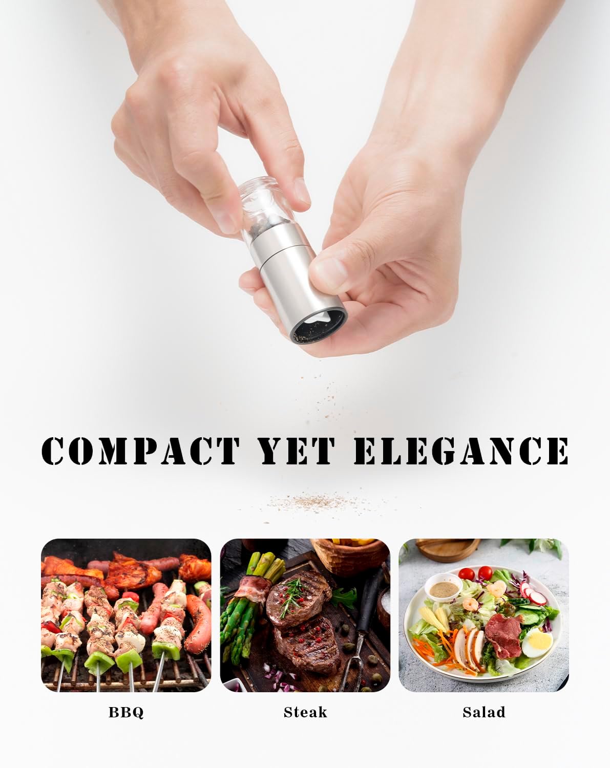 Thumbnail 5 de Portable Small Salt and Pepper Grinder Set – Compact Ceramic Grinder Jars for Camping, Picnics & BBQ (no spice content)