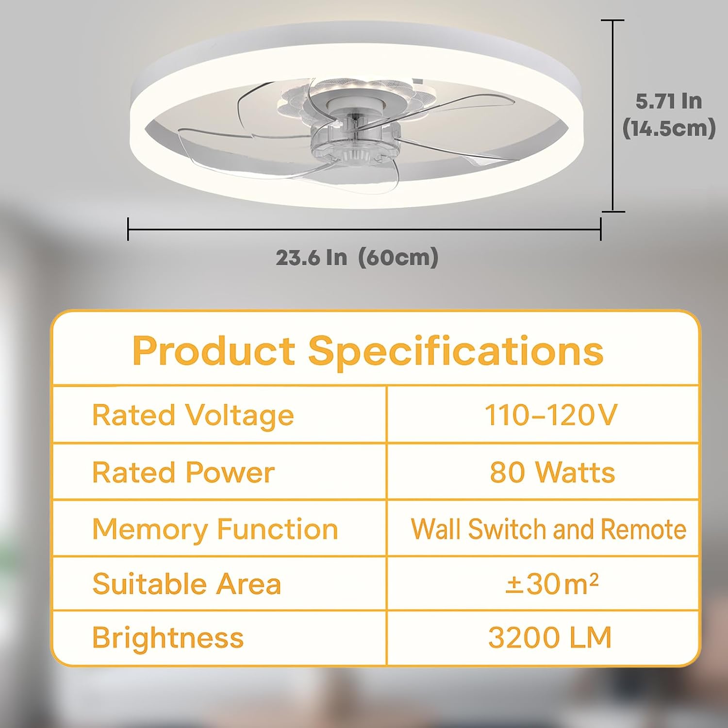 Thumbnail 5 de Fszdorj F115 23.6" Low Profile Ceiling Fan
