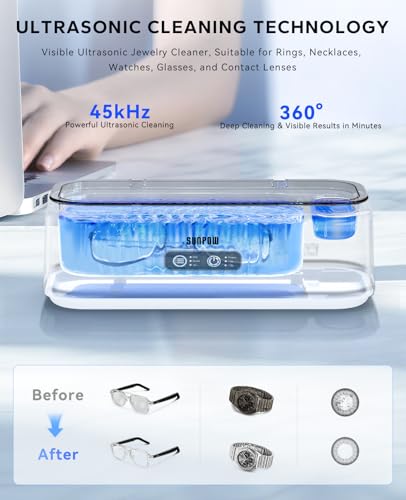 Detalle de SUNPOW Ultrasonic Cleaner Glasses – Dual Frequency Dual Tank (45kHz) for Jewellery & Contact Lenses