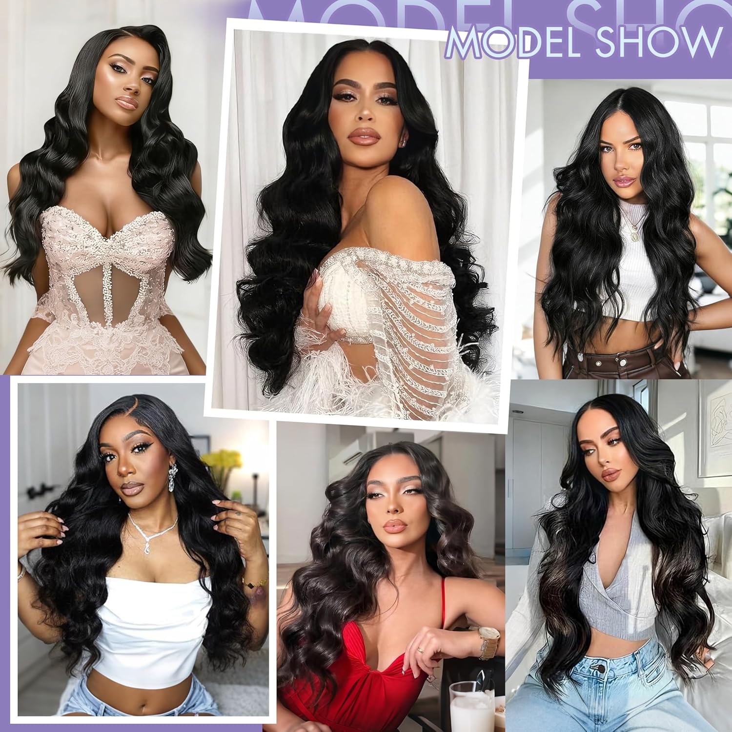 Thumbnail 4 de Sferona 30 Inch 13x6 Lace Front Human Hair Wigs, Body Wave, 200% Density, Glueless Pre Plucked Frontals