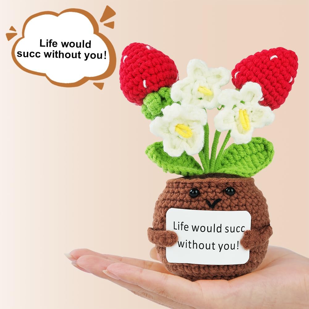 Thumbnail 4 de Vicloon Mini Positive Doll, peluche a forma di piantina in vaso all’uncinetto con carta positiva