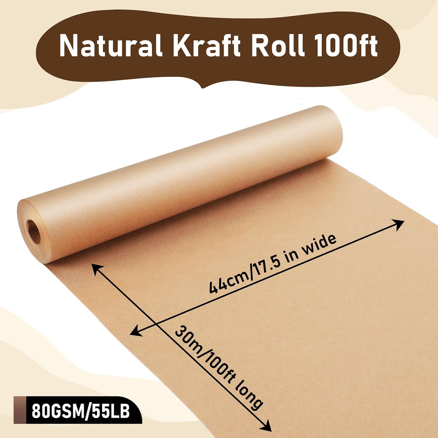 Thumbnail 1 de Ceecysaa Kraft paper Roll, Brown, 17.5" x 1200" for Gifts & Crafts