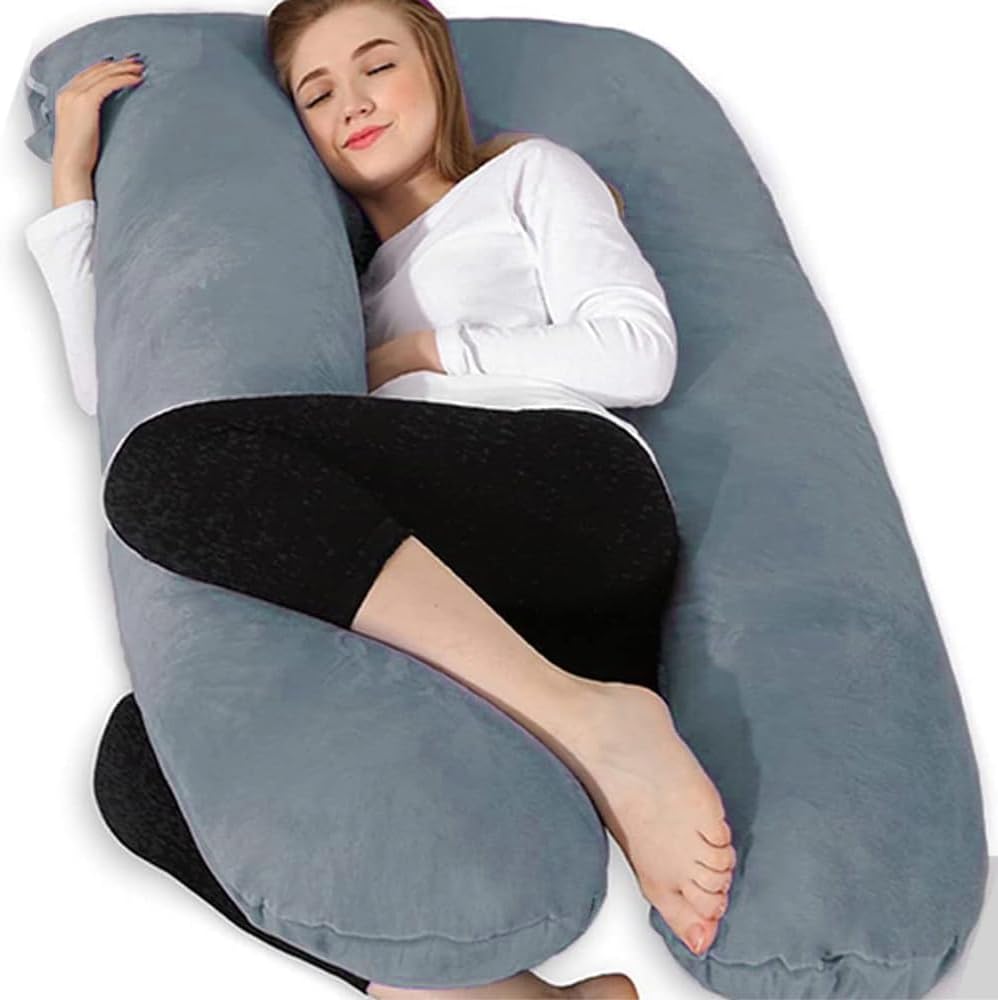 Detalle de Chilling Home 55-inch U-Shaped Pregnancy Pillow with Velvet Cover