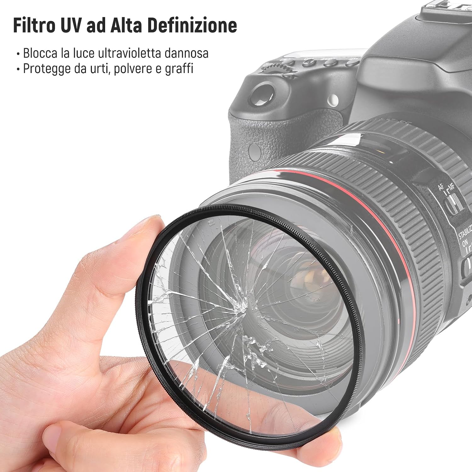 Detalle de NEEWER Kit Filtri 72mm UV, CPL e ND4 con Custodia Rigida – Set completo per obiettivi 72mm