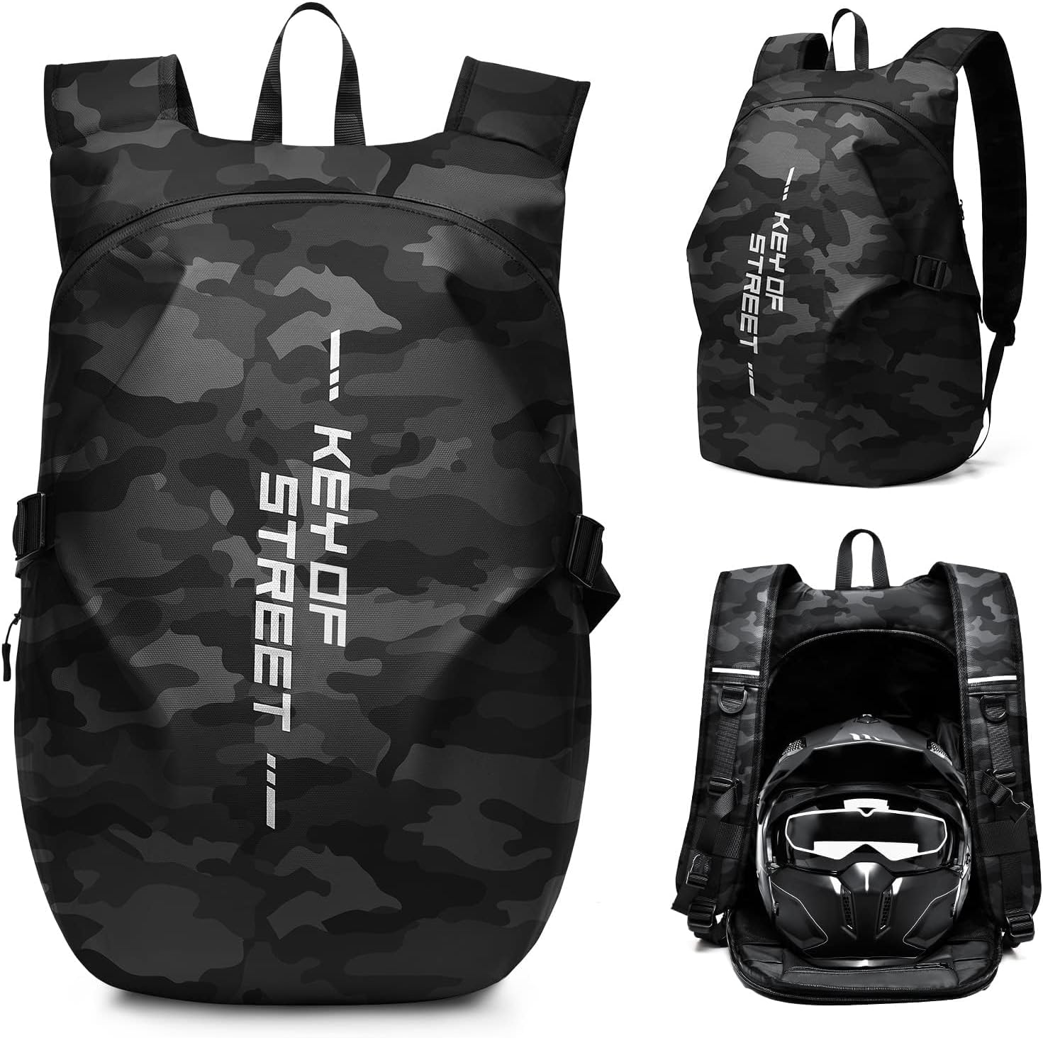 Detalle de HYC00 Motorcycle Backpacks: Waterproof Helmet Backpack for Commutes and Adventures
