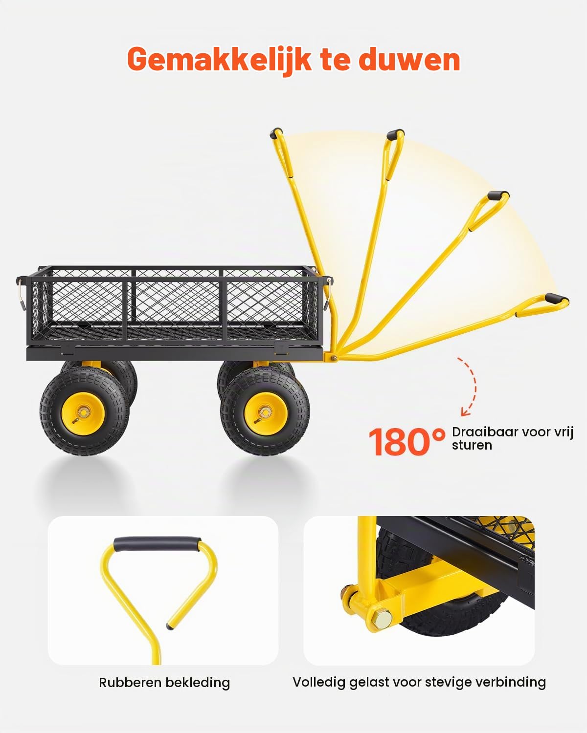 Detalle 2 de VEVOR V500 tuinwagen, 226,80 kg draagvermogen en 25,4 cm banden
