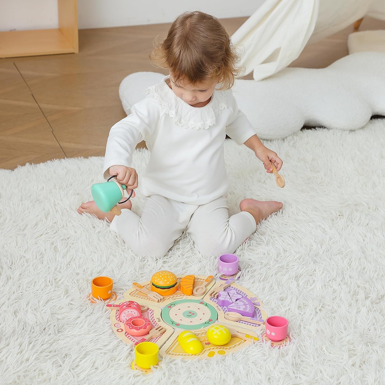 Thumbnail 5 de JAUNTY Wooden Tea Party Set for 3-5 Year Olds: Colorful, Safe Pretend Play Kitchen Toy