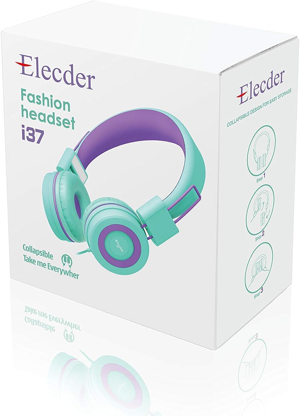 Thumbnail 5 de ELECDER i37 Kids Headphones for School — Foldable, Adjustable, Lightweight On-Ear (Green)