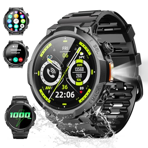 Detalle de Reloj Inteligente Soudorv para Hombre con Linterna 1.53'' | 1000 mAh, IP68, Llamadas Bluetooth y 100+ Modos Deportivos