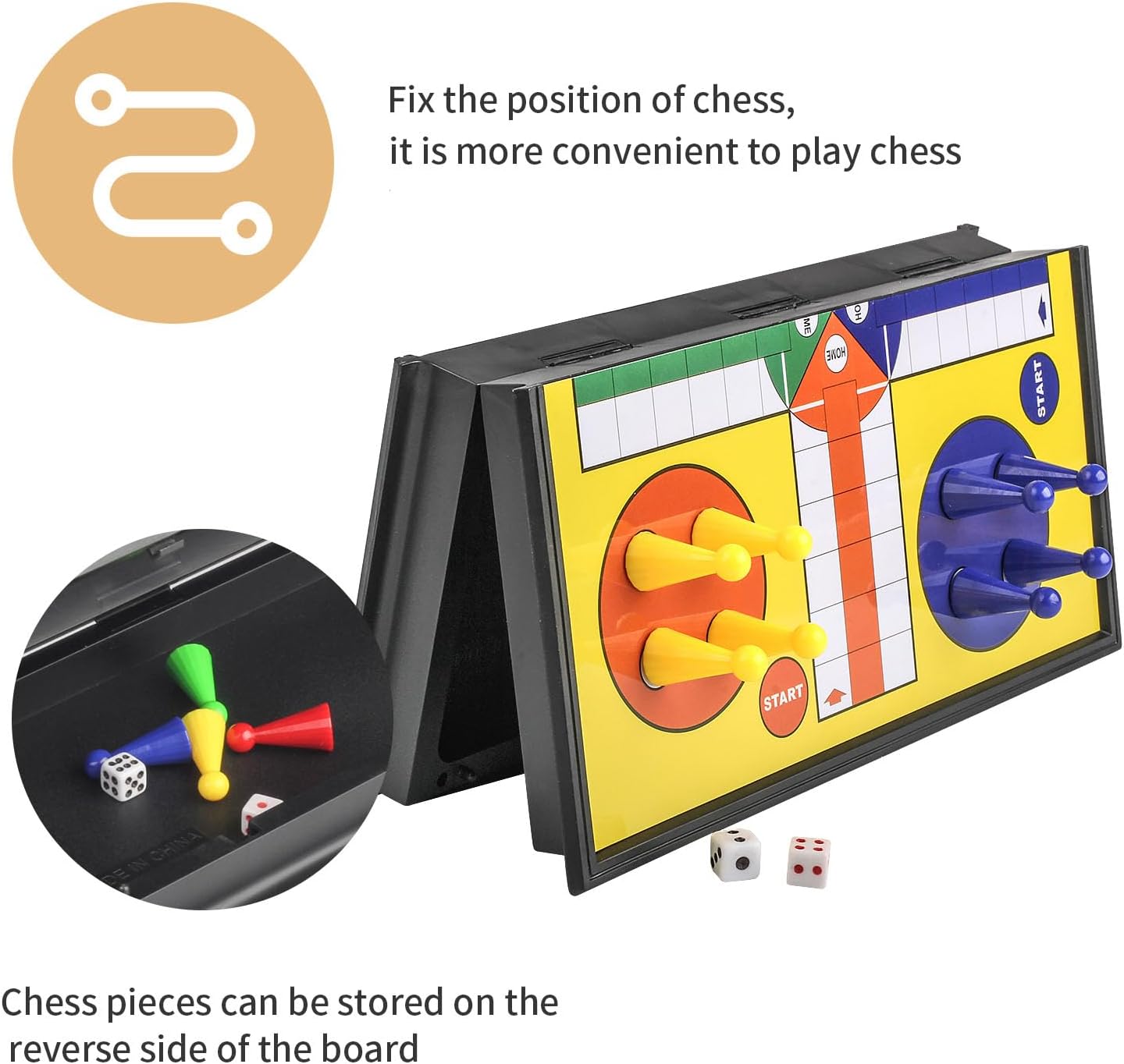 Detalle de ZUNIPLEX Ludo Magnetic Flying Chess: box viaggio con pezzi magnetici per bambini