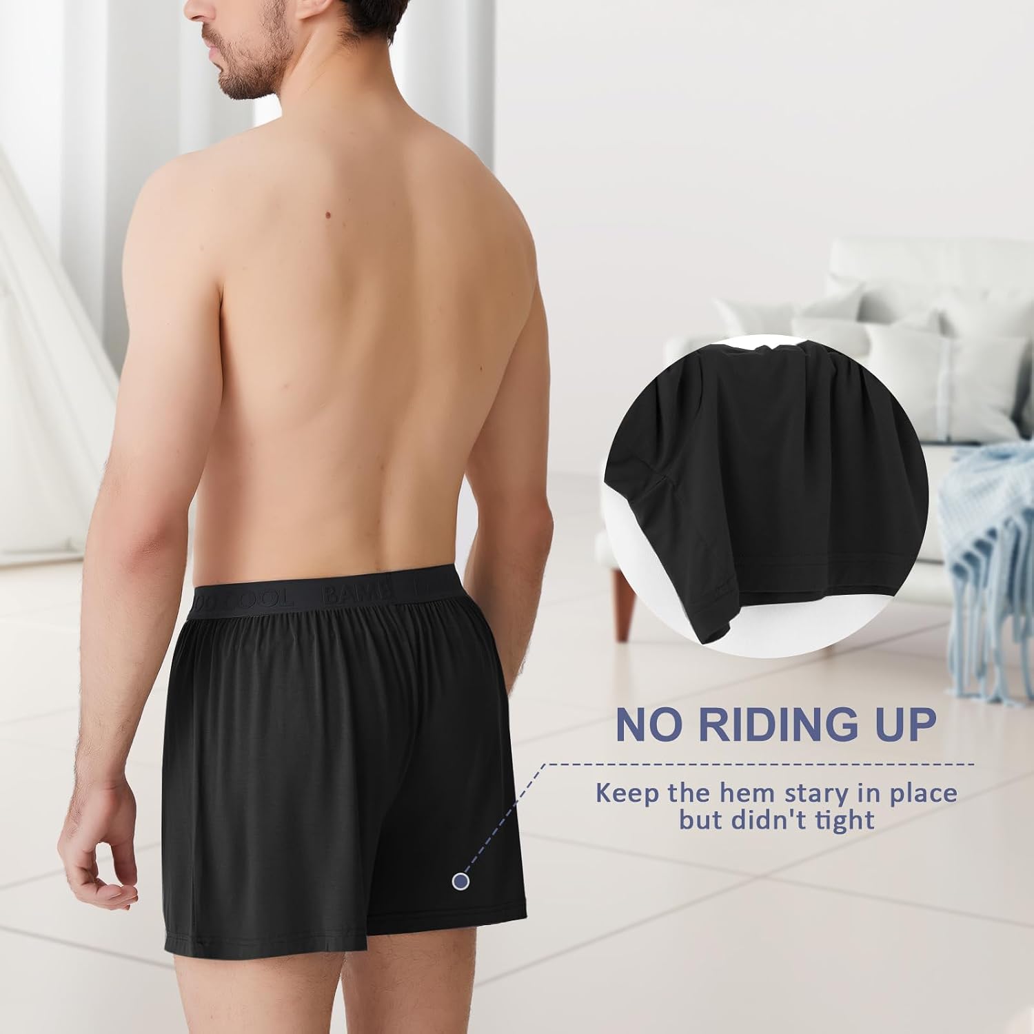 Detalle de BAMBOO COOL Bamboo Viscose Boxer Shorts for Men (Soft, Breathable Knit) — 3 or 5 Pack