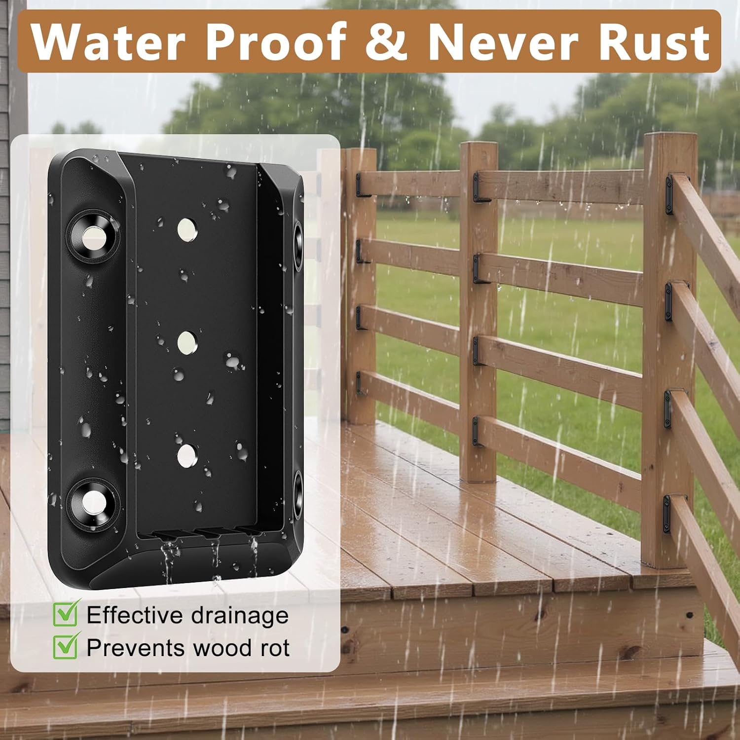 Thumbnail 3 de Steel DN Mate BC6 Deck Railing Brackets for 2x4 Posts, Fibreglass-Reinforced Nylon