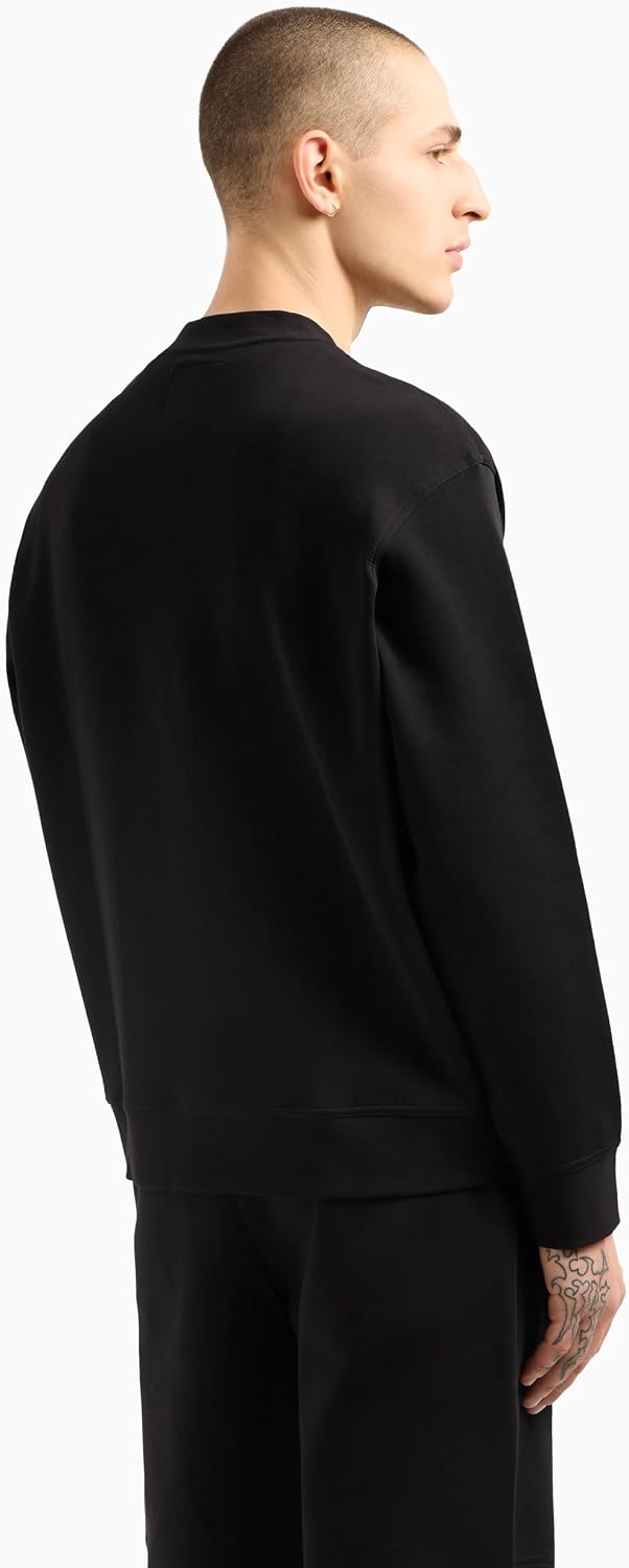 Detalle de Armani Exchange Men's Icon Project Crewneck Sweatshirt with Embroidered Logo