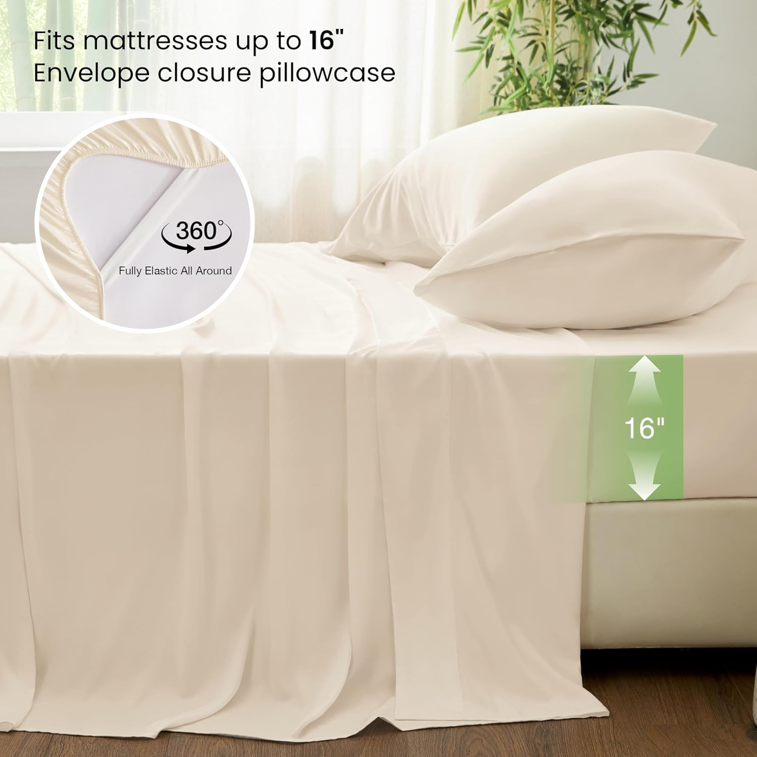 Thumbnail 3 de Love's Cabin 4 Piece Queen Sheet Set: 100% Rayon Derived from Bamboo, Cooling & Breathable