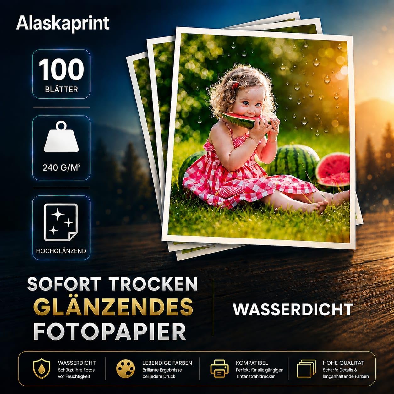 Detalle de 100 Blatt Fotopapier 13x18 glänzend (240 g/m²) für Tintenstrahldrucker