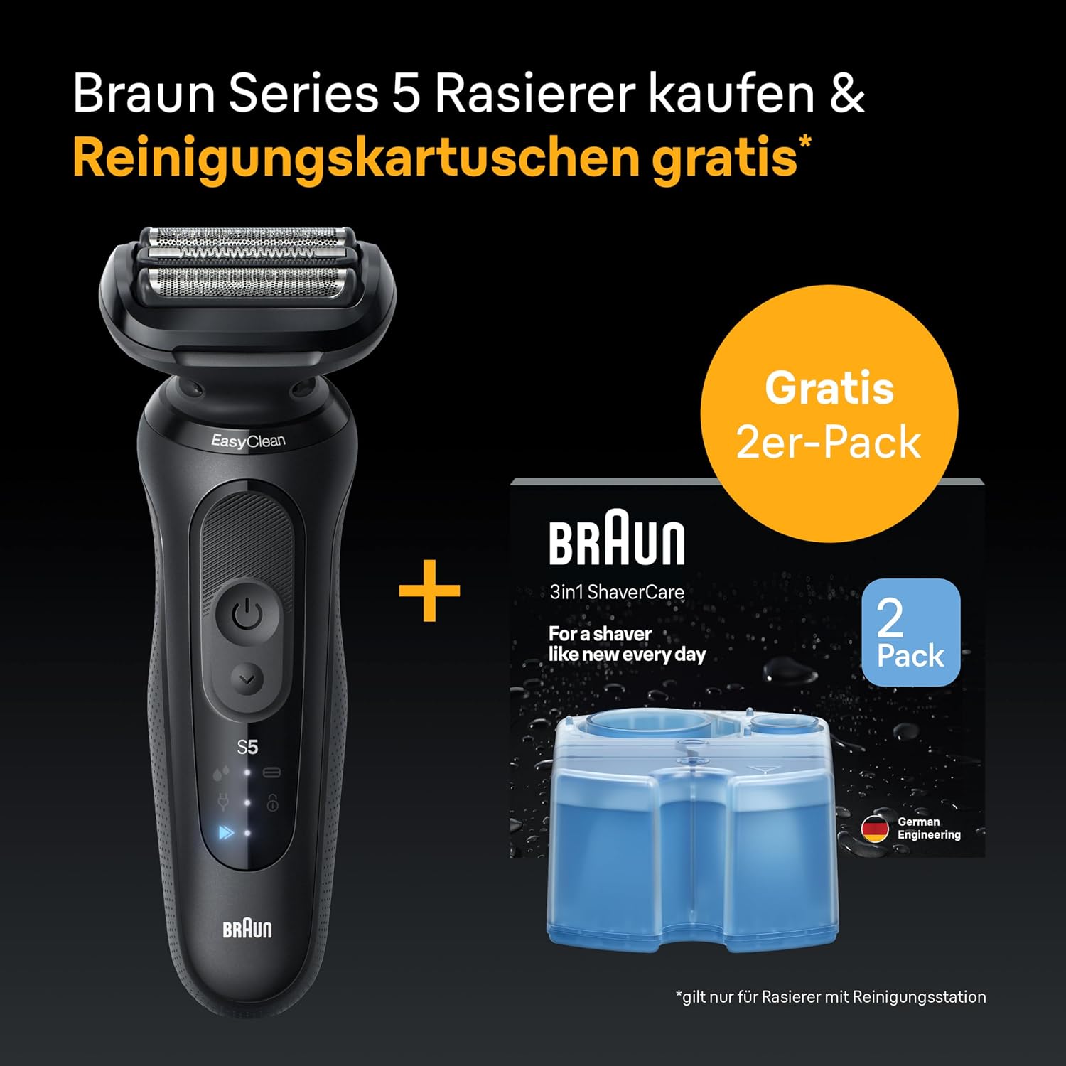 Thumbnail 1 de Braun Series 5 52-B7000cc Herren-Elektrorasierer mit SmartCare-Reinigungsstation, nass & trocken, Turbo/Standard, blau