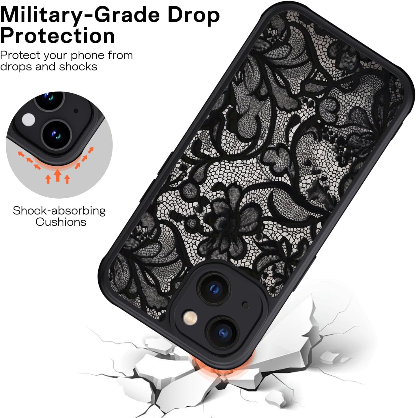Thumbnail 3 de XTCASE Coque iPhone 13 Dentelle noire
