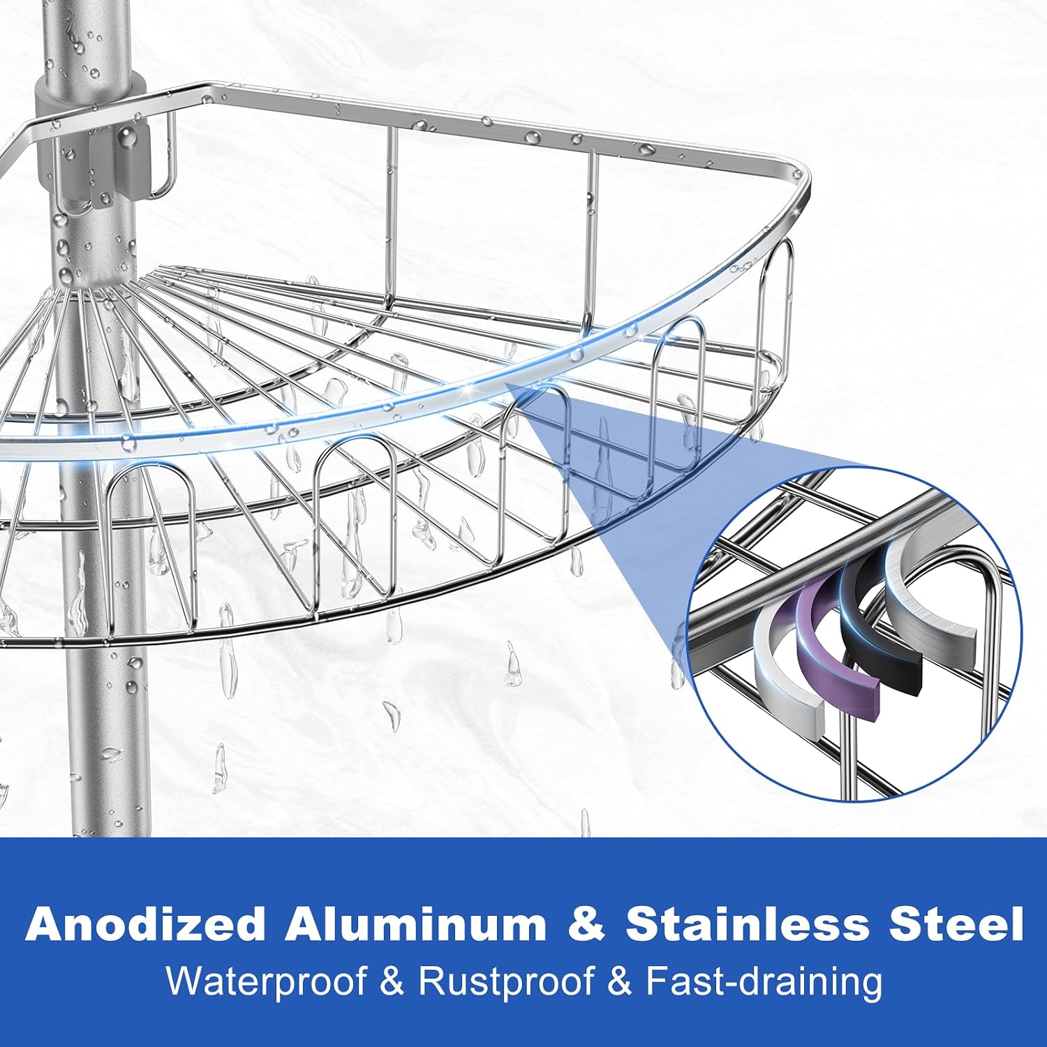 Thumbnail 1 de Corner Shower Caddy Tension Pole 47-121 inch