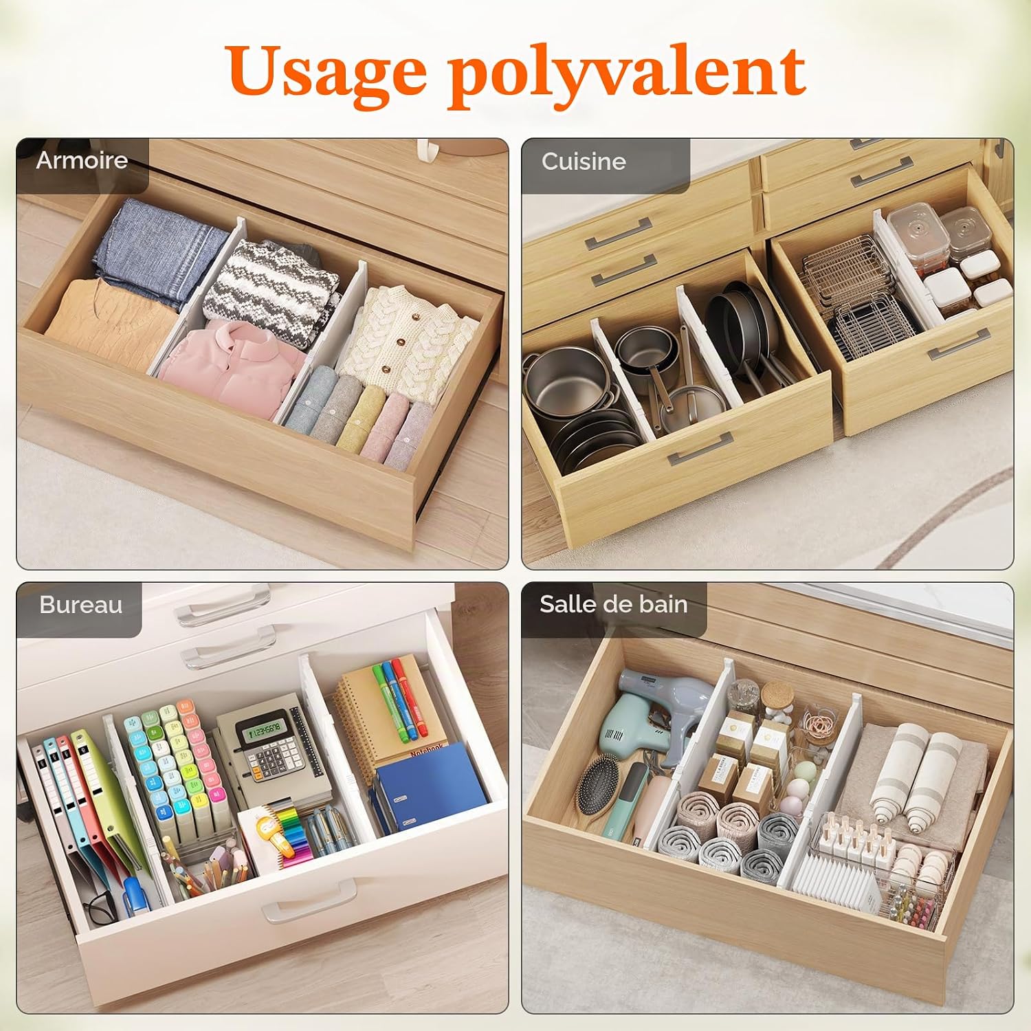 Thumbnail 6 de Lifewit 24566 verstelbare kunststof ladeverdelers, 20 cm hoog, set van 4