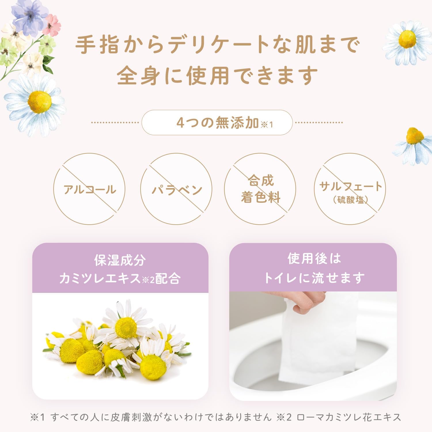 Detalle de レック Femia トイレに流せるデリケートウェットシート 10枚入×3個 マイメロ&クロミ・カモミールの香り