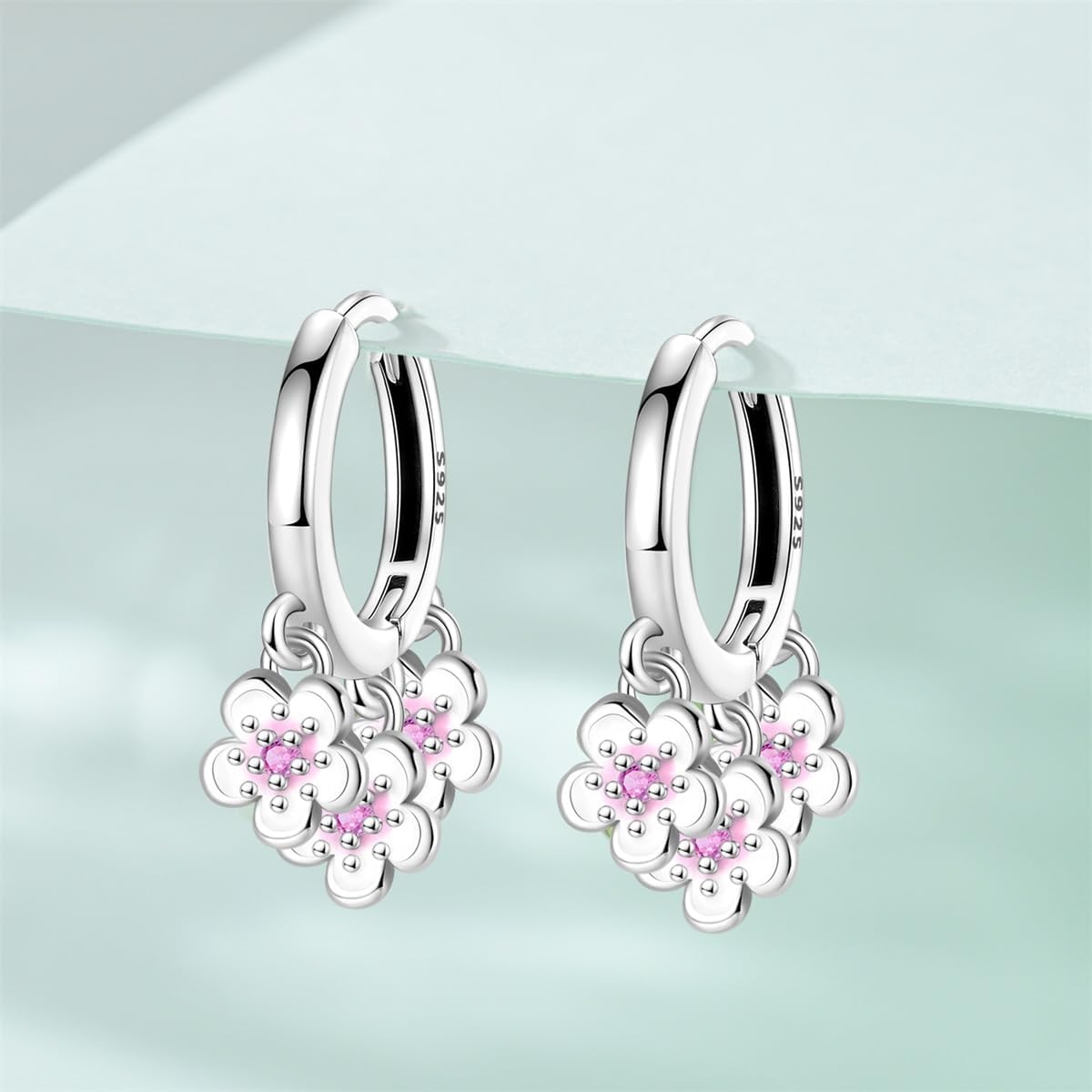 Thumbnail 4 de Stilvolle Damen Ohrringe 925 Silber Huggies Kubische Zirkonia