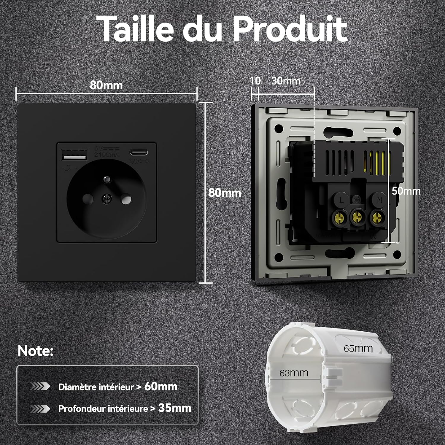 Thumbnail 4 de BSEED Prise électrique USB Type C 16 A