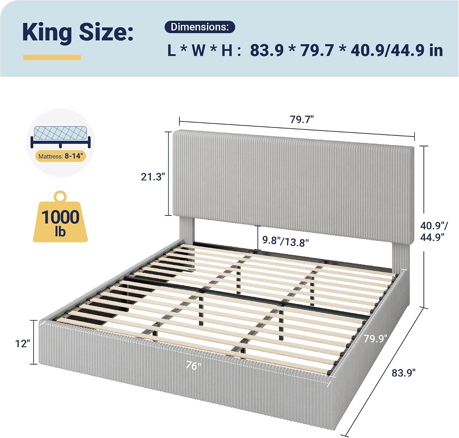 Detalle 2 de Allewie King Bed Frame