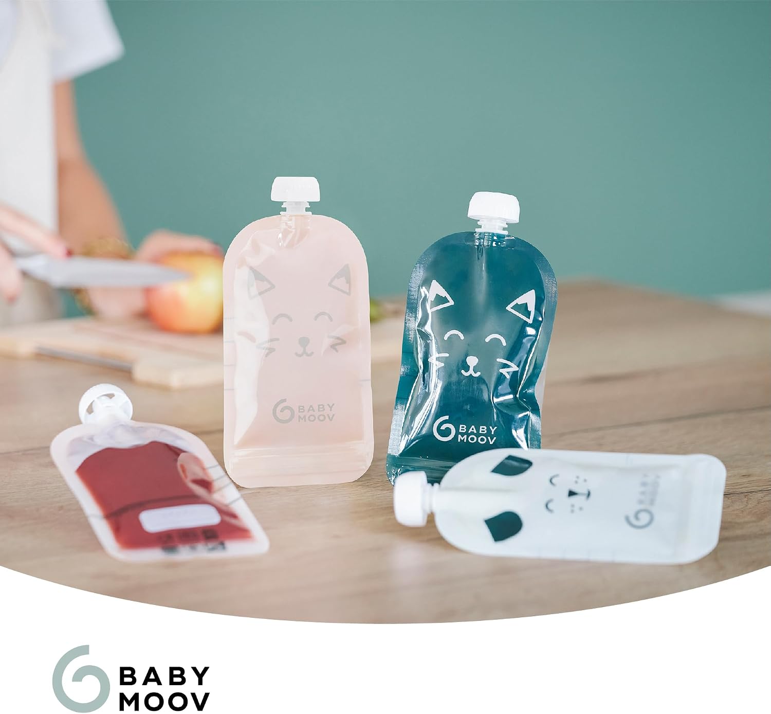 Detalle 2 de Babymoov ISY Pouches herbruikbare knijpzakjes, 150 ml, set van 20