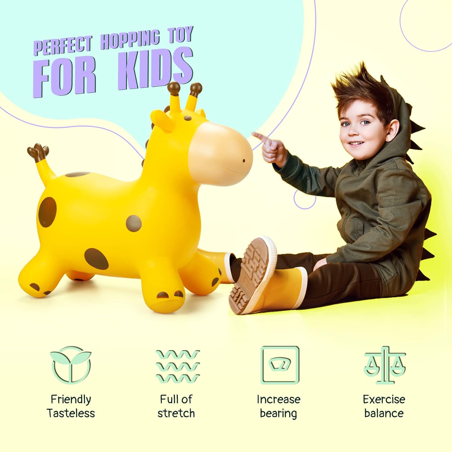 Thumbnail 3 de U&C Planet Giraffe Inflatable Bouncy Toy for Children (Ages 1–6)