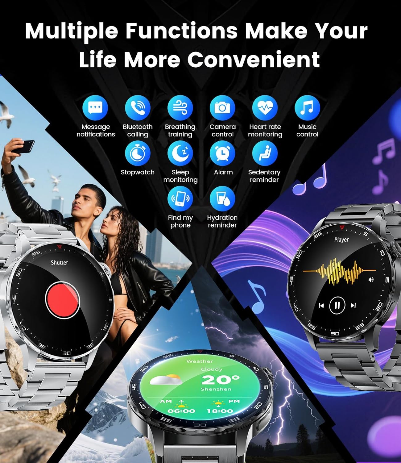 Thumbnail 3 de BENYAR SMART Montre Connectée Homme – Appels Bluetooth, Écran AMOLED 1,43'' et 120 modes sportifs