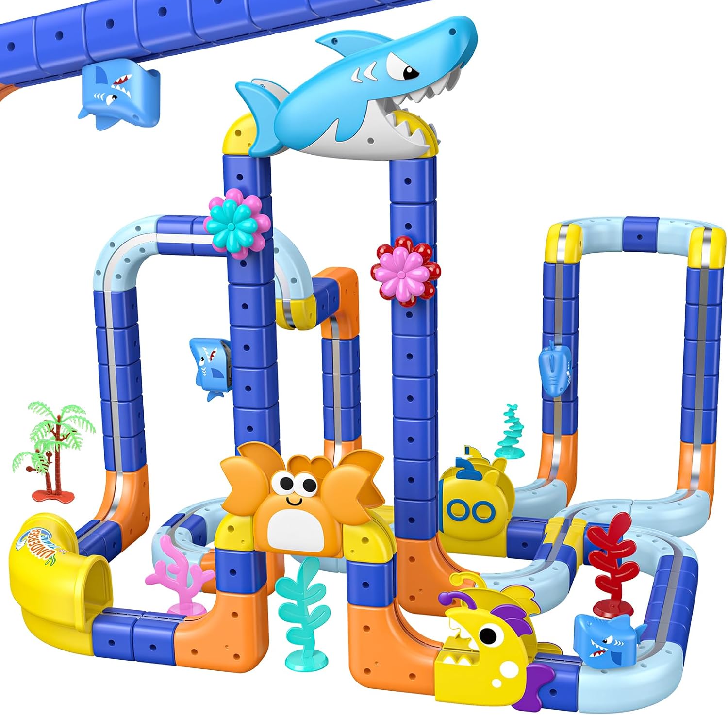 Detalle de 193 Pezzi DIY Cube Track: Pista Magnetica 3D con Trenino Squalo Elettrico per bambini 3–8 anni