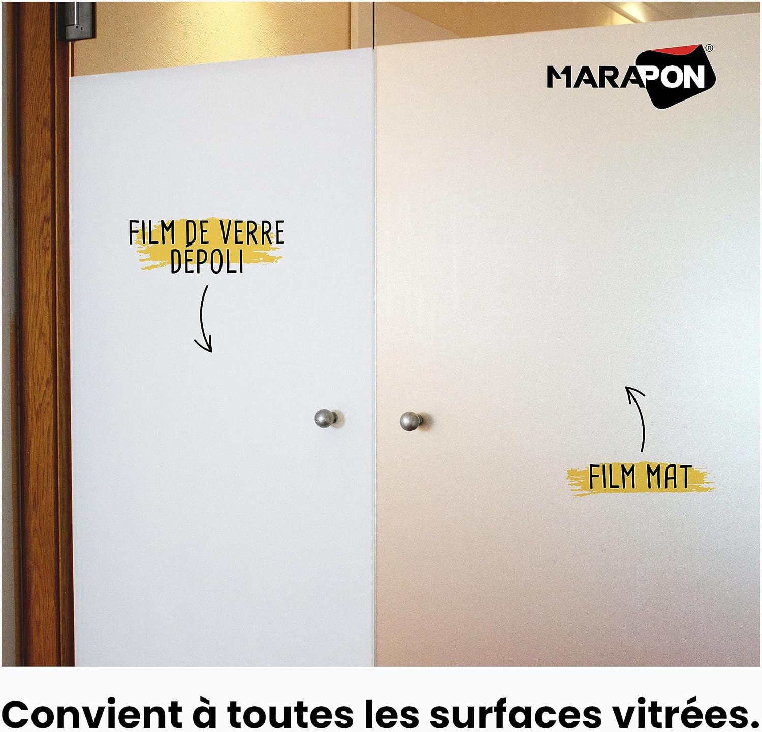 Detalle de MARAPON Film pour Fenêtre Effet Verre Dépoli 0,90x2 m – Adhésion Statique sans Colle, Satiné, Protection UV