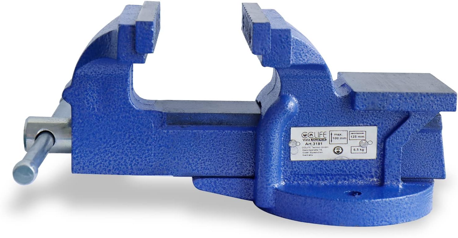 Detalle 2 de CCLIFE Morsa da Banco 125 mm in Ghisa Professionale – Prestazioni affidabili per officina