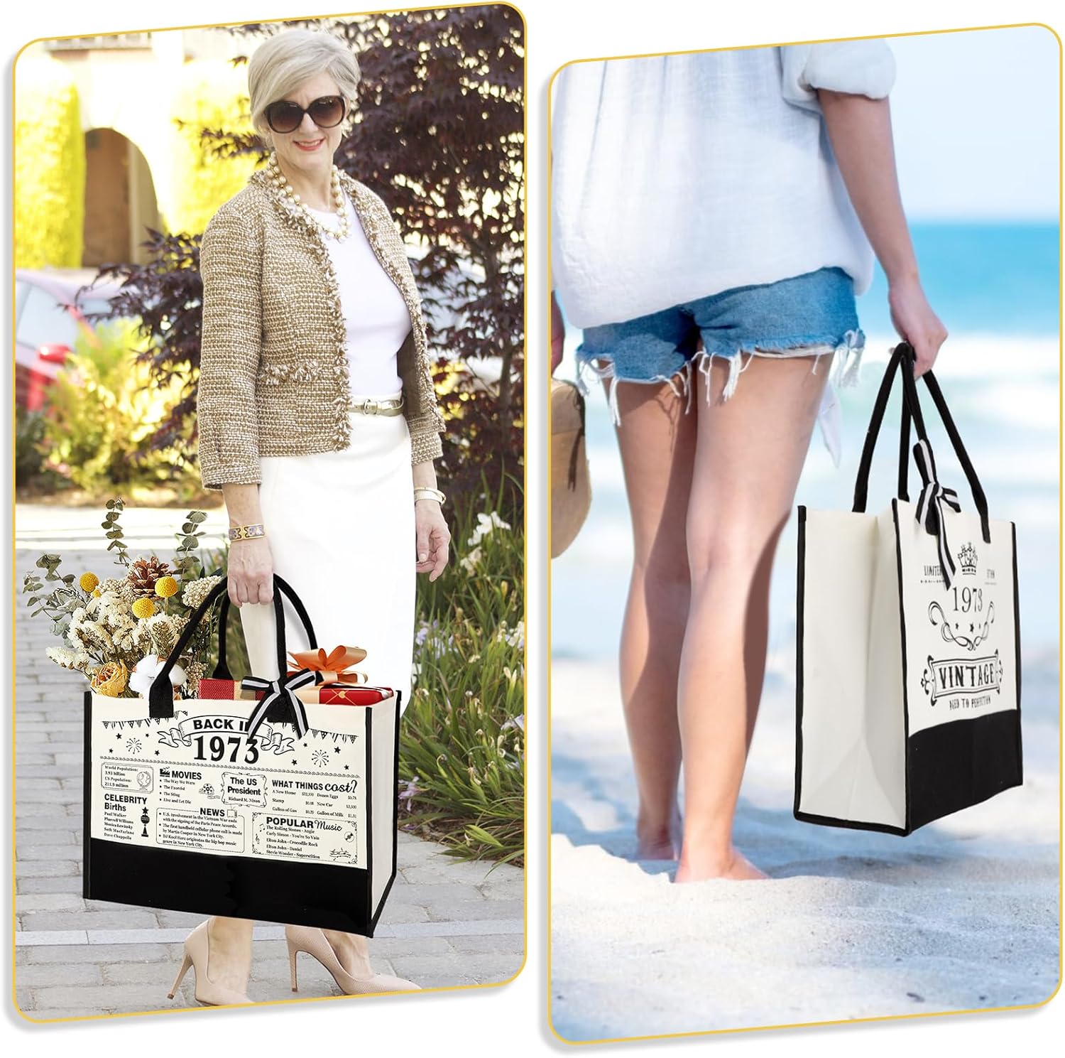 Thumbnail 5 de YeohJoy 53rd Birthday Gifts Set Canvas Tote Bag, Cosmetic Bag & “Back in 1973” Poster