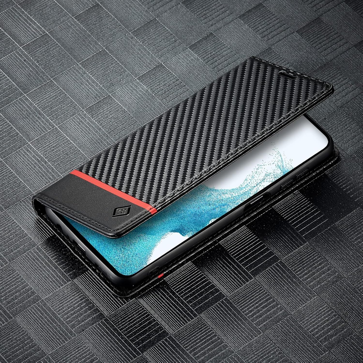 Detalle 2 de ZTOFERA Wallet Case for Samsung Galaxy A55 5G: Carbon Fibre Flip with Card Holder and Magnetic Closure
