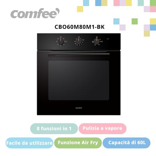 Detalle 2 de COMFEE' CBO60M80M1-BK Forno Elettrico da Incasso Ventilato 60 L – 8 Funzioni, AirFry, Pulizia a Vapore